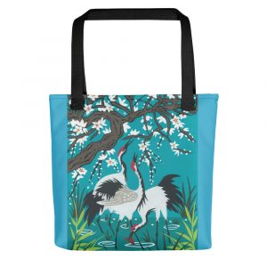 Cranes with Blossom Tote bag