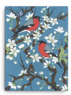 Bullfinches on Blossom on canvas