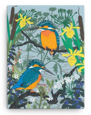 Kingfishers and River Plants - stretched canvas