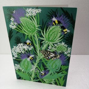 Bees and Butterfly on Thistle greeting card