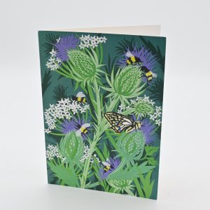 Bees and Butterfly on Thistle Greeting Card