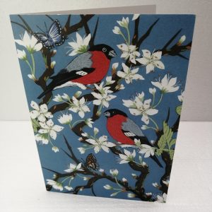 Bullfinches on Blossom Greeting Card