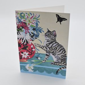 Cat and Butterfly Greeting Card