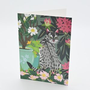 Cat in the Garden Greeting Card