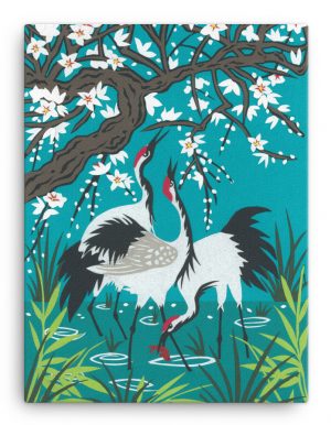 Cranes and Blossom Canvas Print