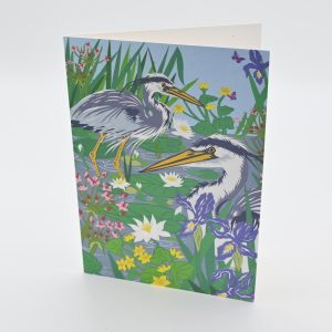Herons with River Plants Greeting card