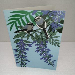 Long Tailed Tits with Wisteria