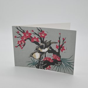 Oriental Birds on Red Flowers Greeting Card