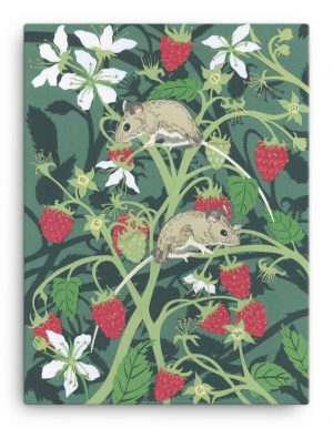 Wood Mice with Raspberries Canvas Print