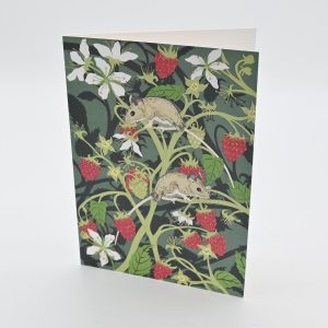 Wood Mice with Raspberries A5 Greeting Card