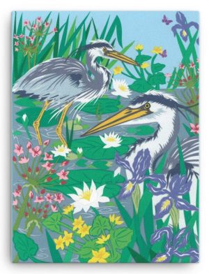 Herons with River Plants Canvas