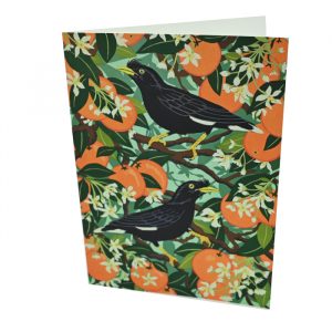 Mynah Birds with Orange Blossom A5 Card