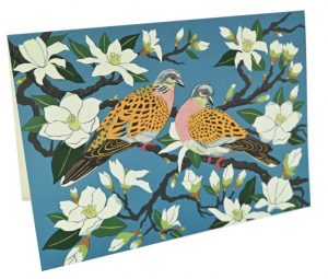 Turtledoves with Magnolia A5 Card