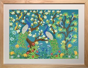 Peacock Garden - A3 Framed Giclee Print