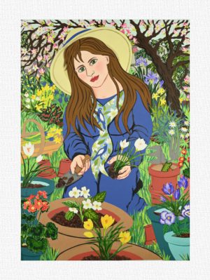 Springtime Potting - Giclee Print ready for framing