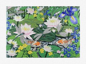 Dragonflies and Water Lilies - Giclee Print ready for framing