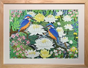 Kingfishers and Waterlilies - Framed Giclee Print