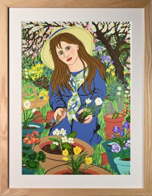 Springtime Potting - framed giclee print