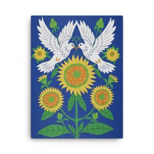 Cut-paper Tribute to Maria Prymachenko stretched canvas