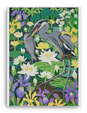 The Greedy Heron - stretched canvas