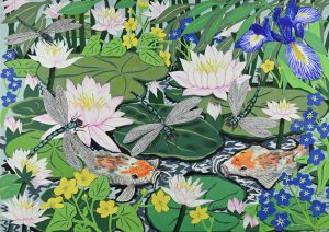 Dragonflies and Water Lilies - Limited Series Giclee Prints with custom mountboard