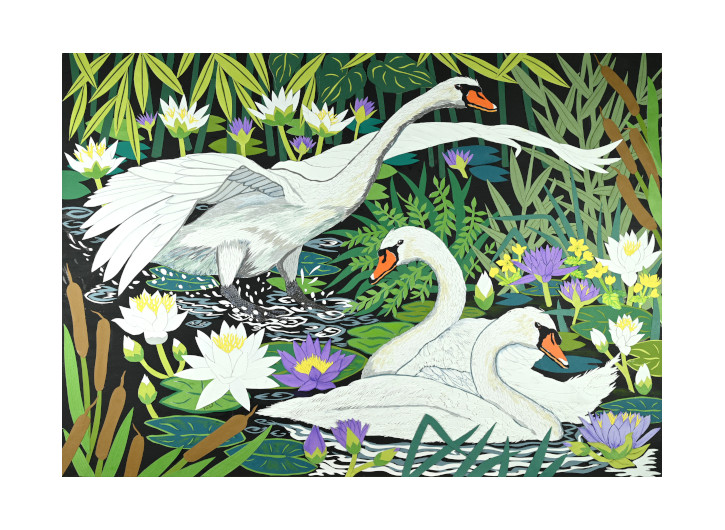 Gliding Swans art print
