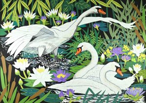 Gliding Swans - Limited Series Giclee Prints with custom mountboard