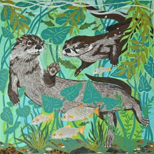 Deep Diving Otters Art Print