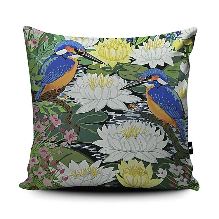 Kingfishers and Waterlilies cushion