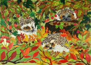 Hedgehogs under the Brambles art print