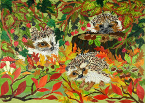 Hedgehogs under the Brambles art print