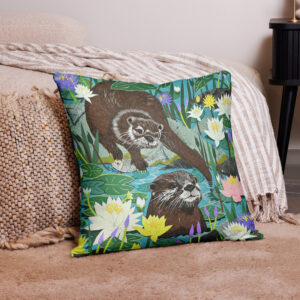 Return of the River Otters cushion
