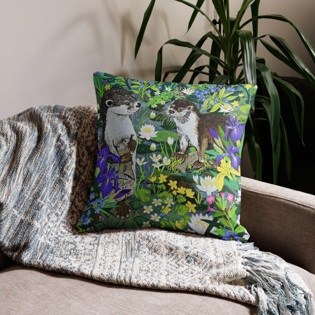 Otters Fishing cushion