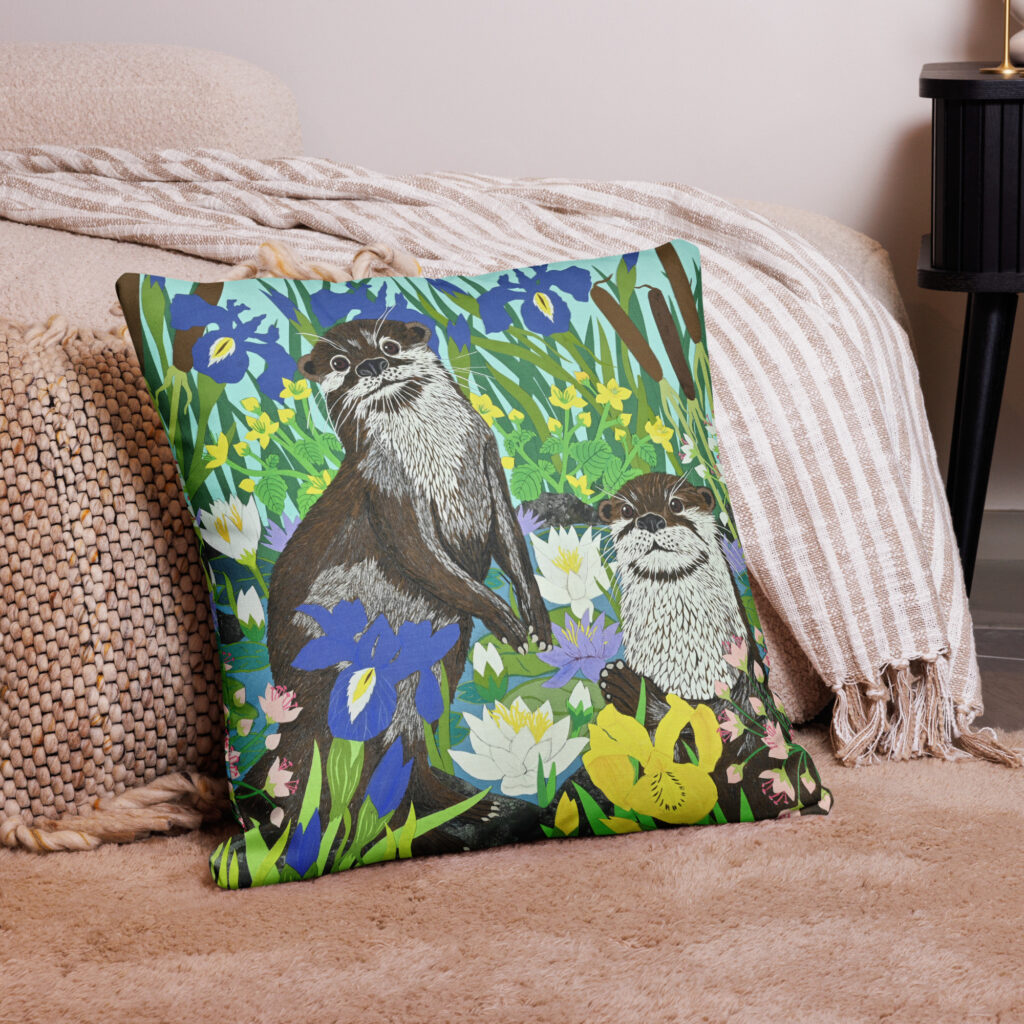 Playful Otters cushion