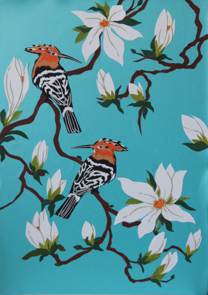 Oriental Birds:Hoopoe on Magnolia