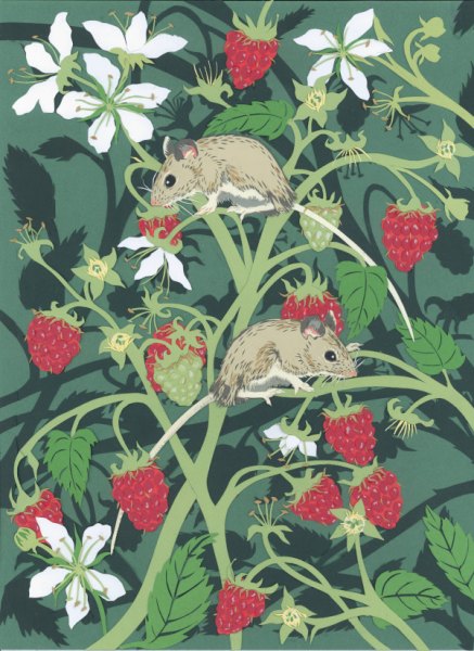 Arts and Crafts:Wood Mouse with Raspberries 