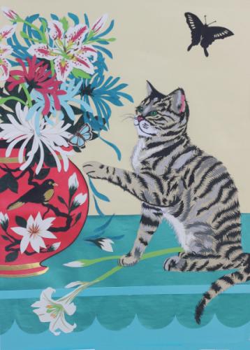 Oriental:Cat and Vase